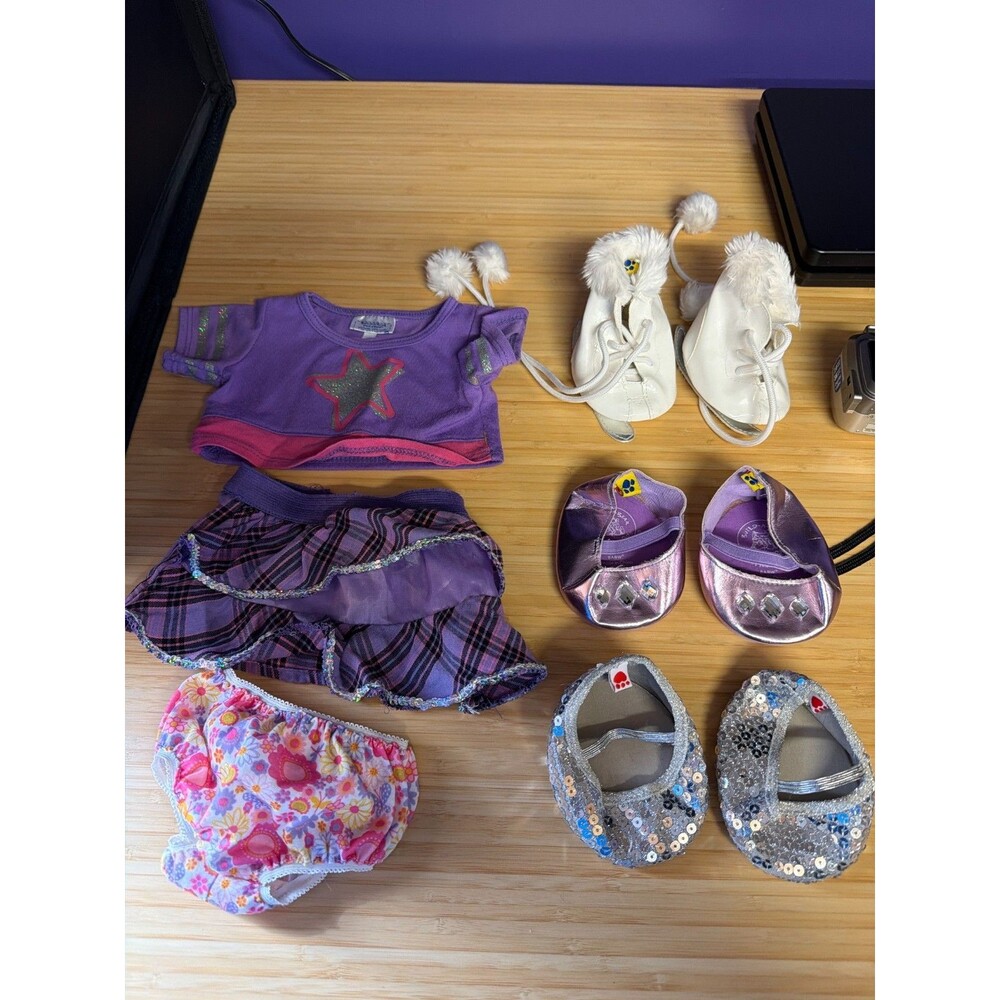 Build-A-Bear Outfit & Shoes‎ Lot Skirt Top Ice Skates Ballet Flats
